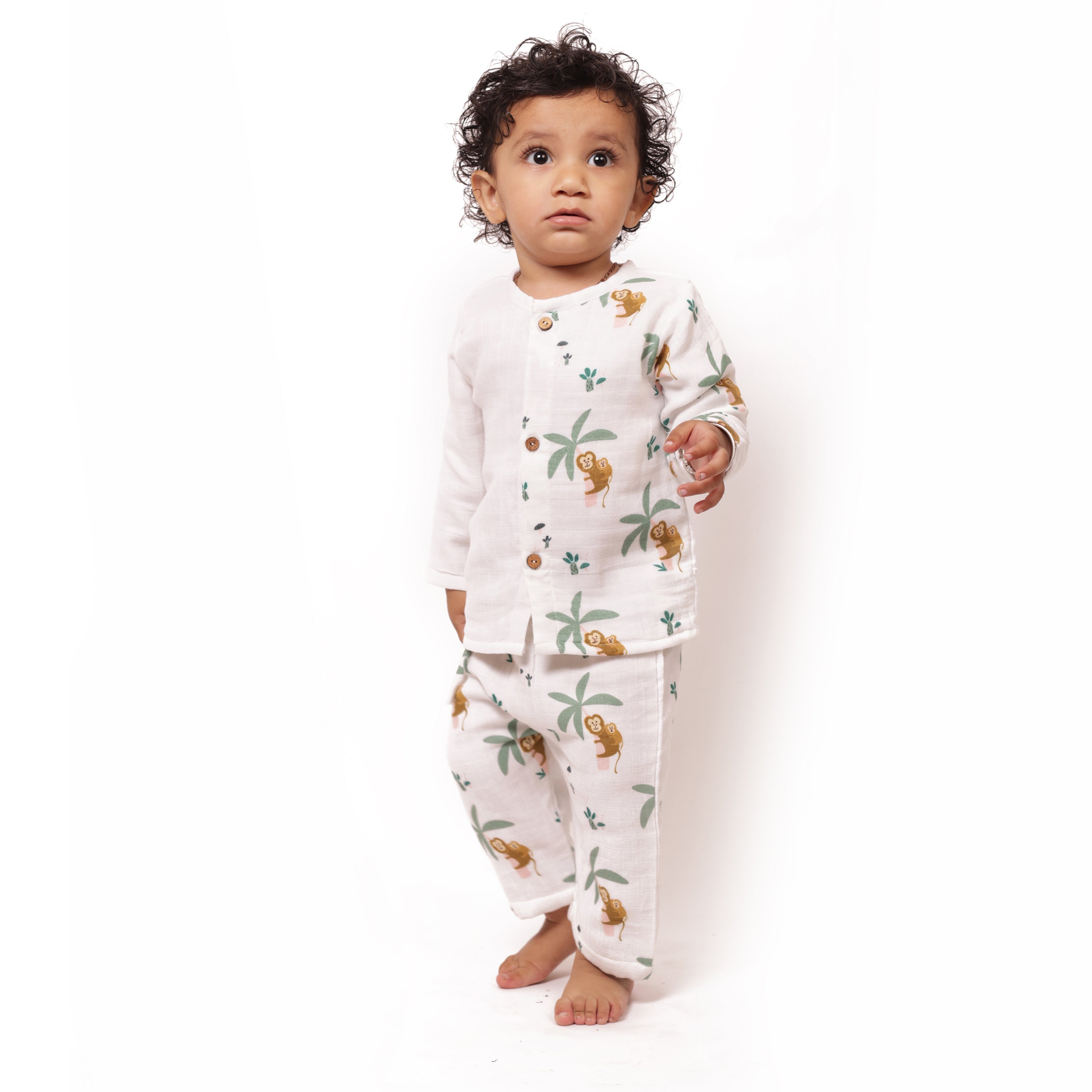 Monkeying Around - Muslin Full Sleeves Jhabla Set