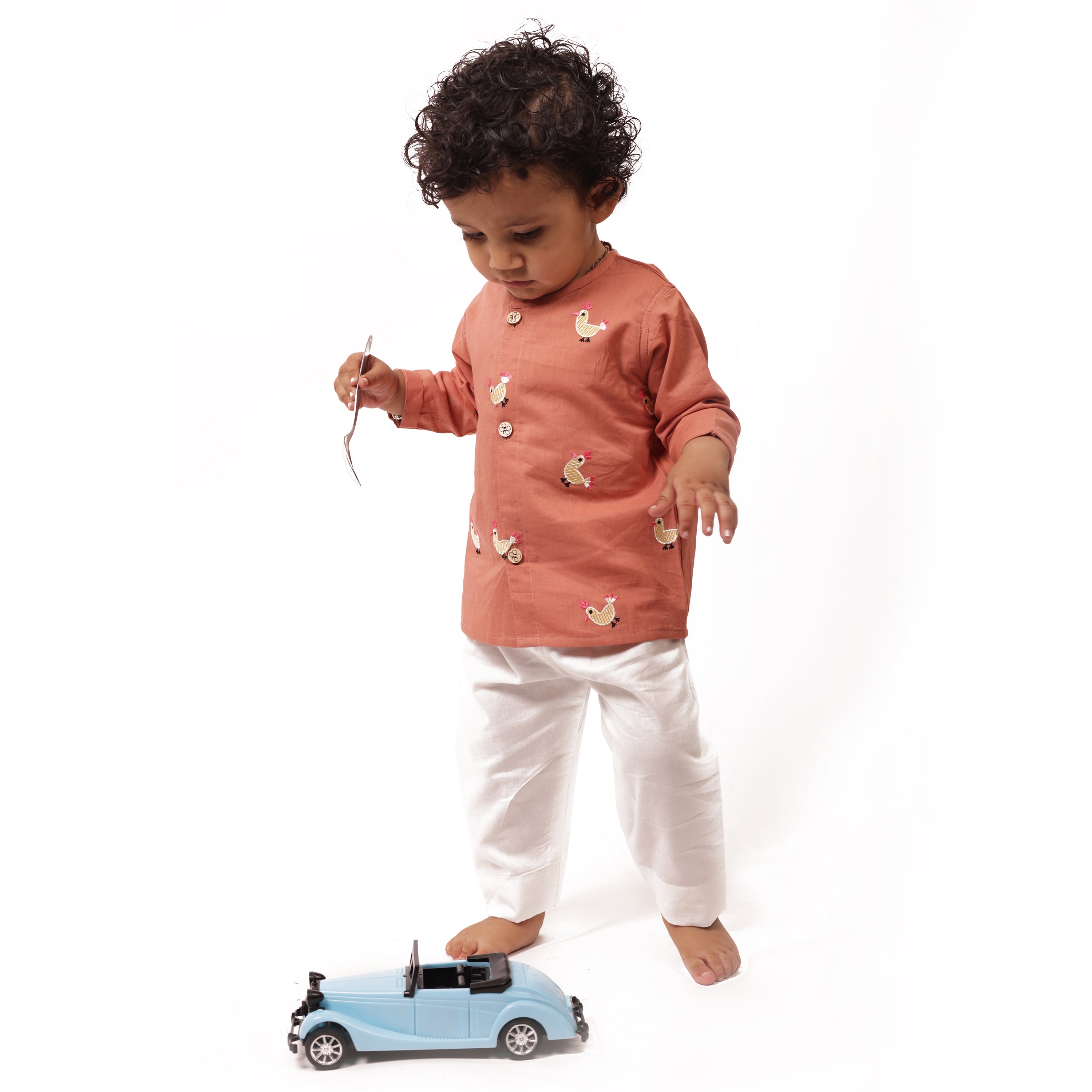 Hen - Organic Cotton Full Sleeves Jhabla Set