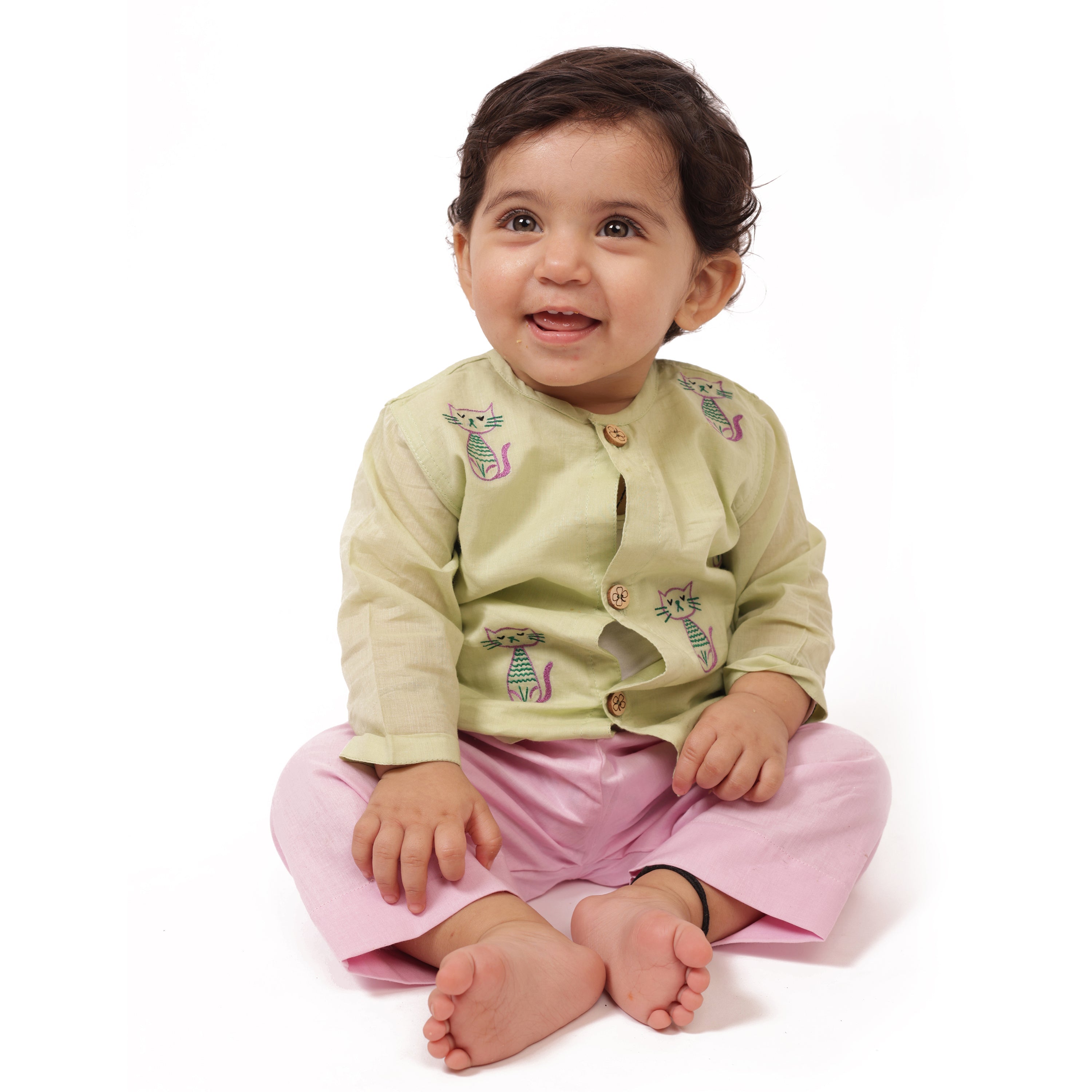 Cats - Organic Cotton Full Sleeves Jhabla Set