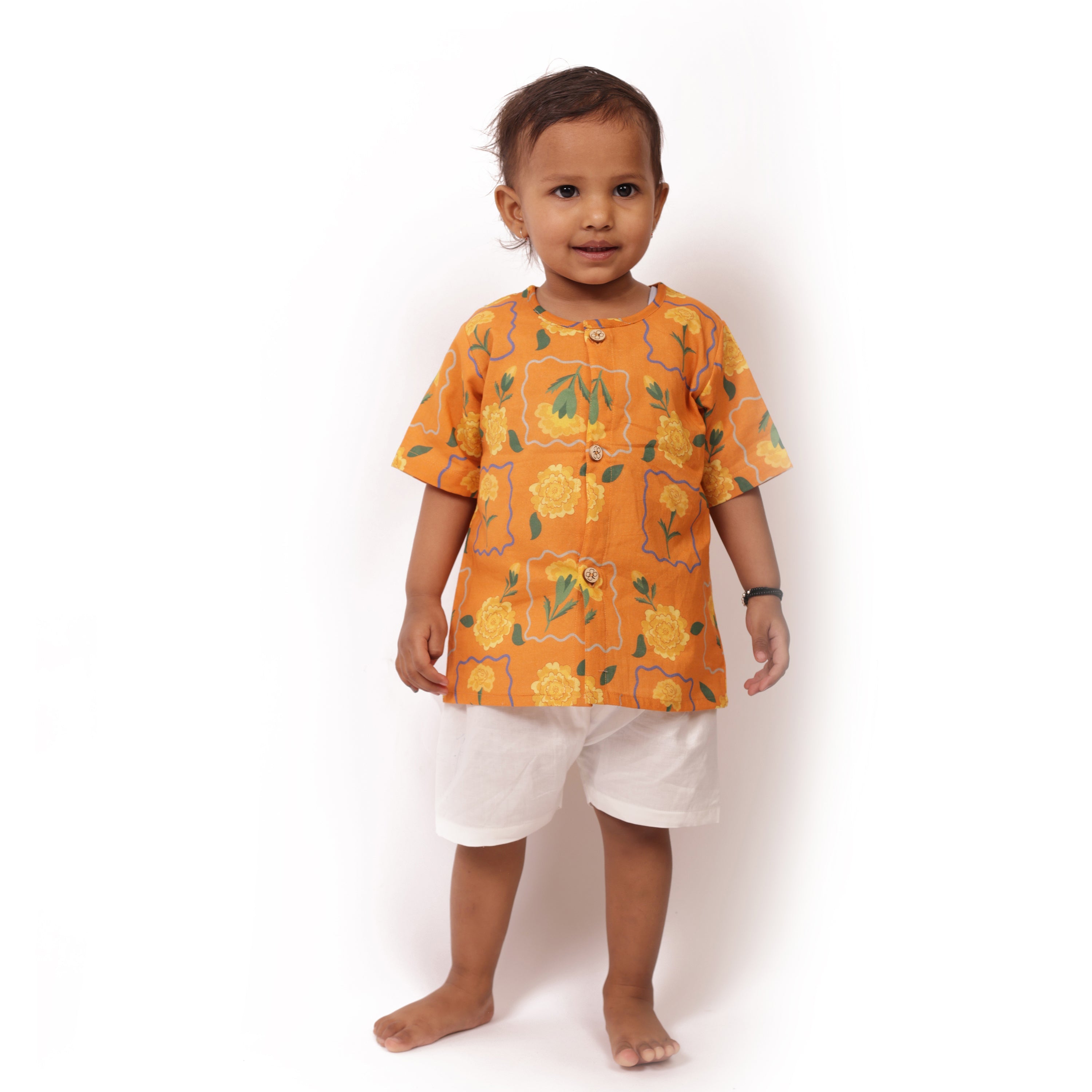 Marigold - Organic Cotton Orange Jhabla Set