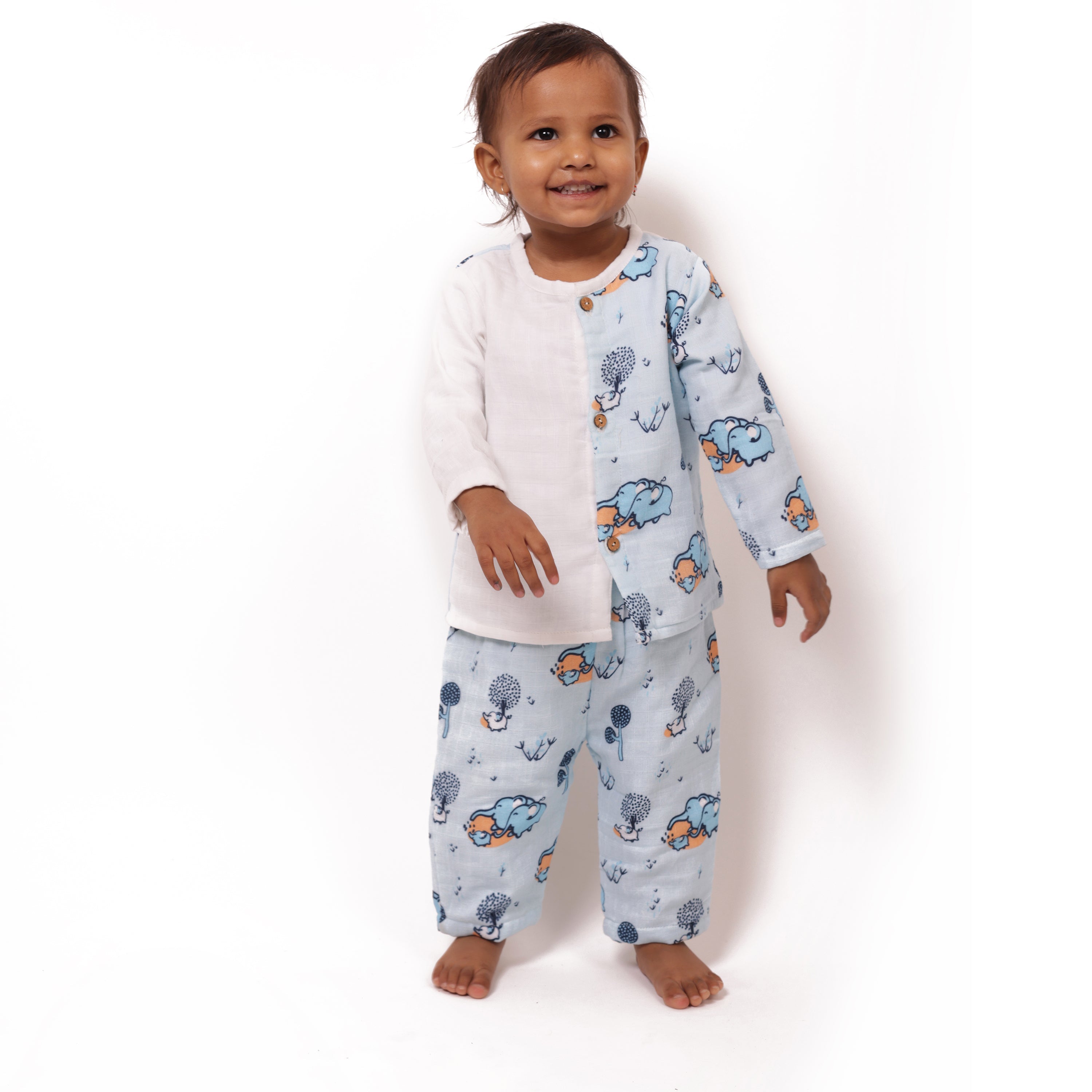 Elephant Clan - Muslin Full Sleeves Jhabla Set