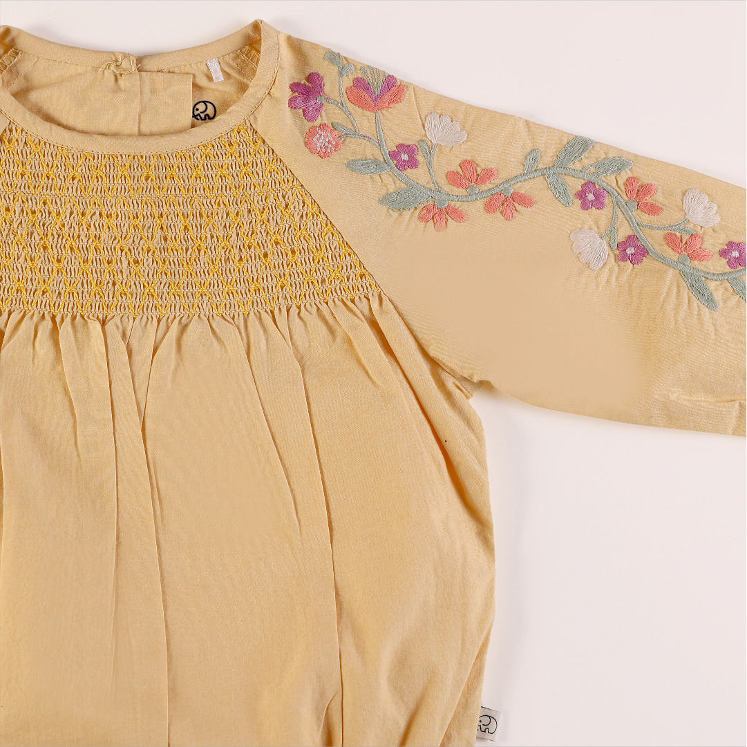 Baby full sleeves embroidered romper