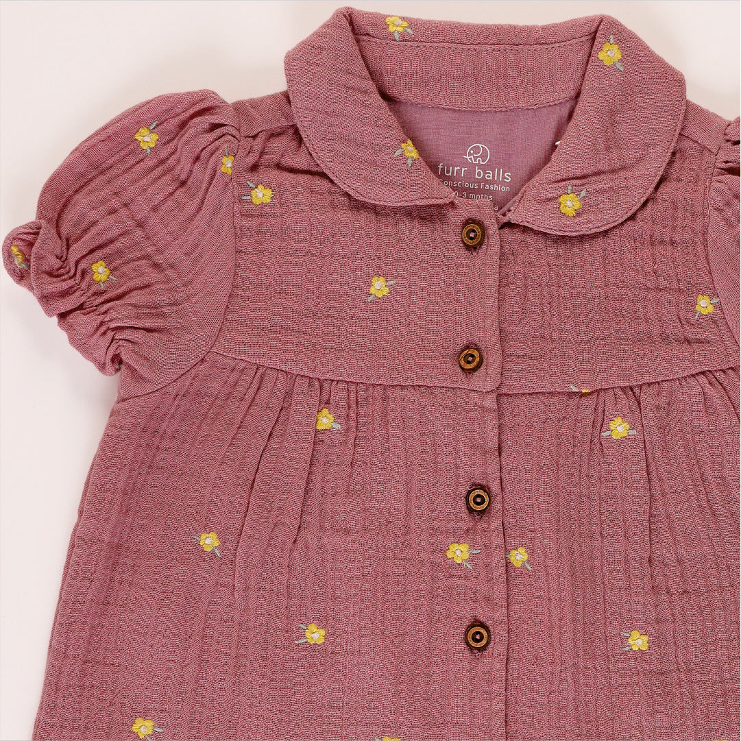 Baby embroidered peter pan collared dress