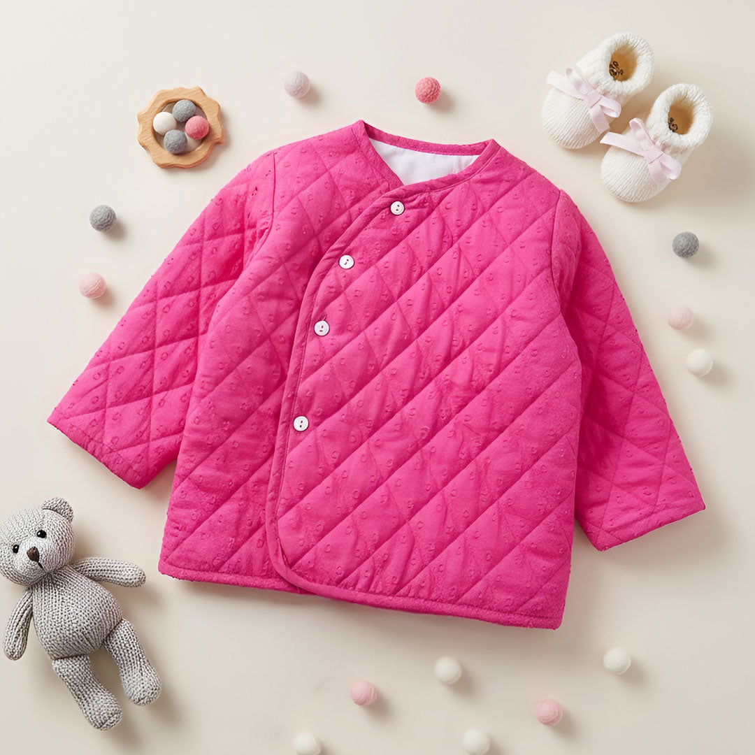 Hot Pink – Cotton Button Up Quilted Jacket