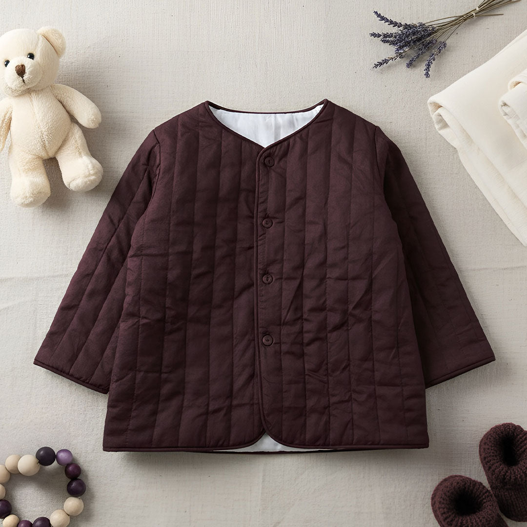 Choco Brown – Cotton Button Up Quilted Jacket