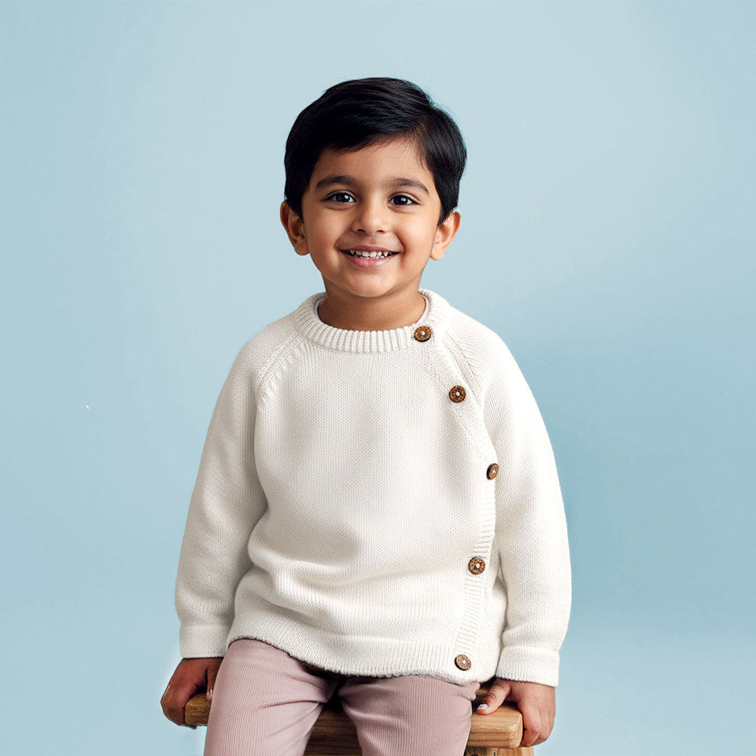 White – Cotton Solid Sweater