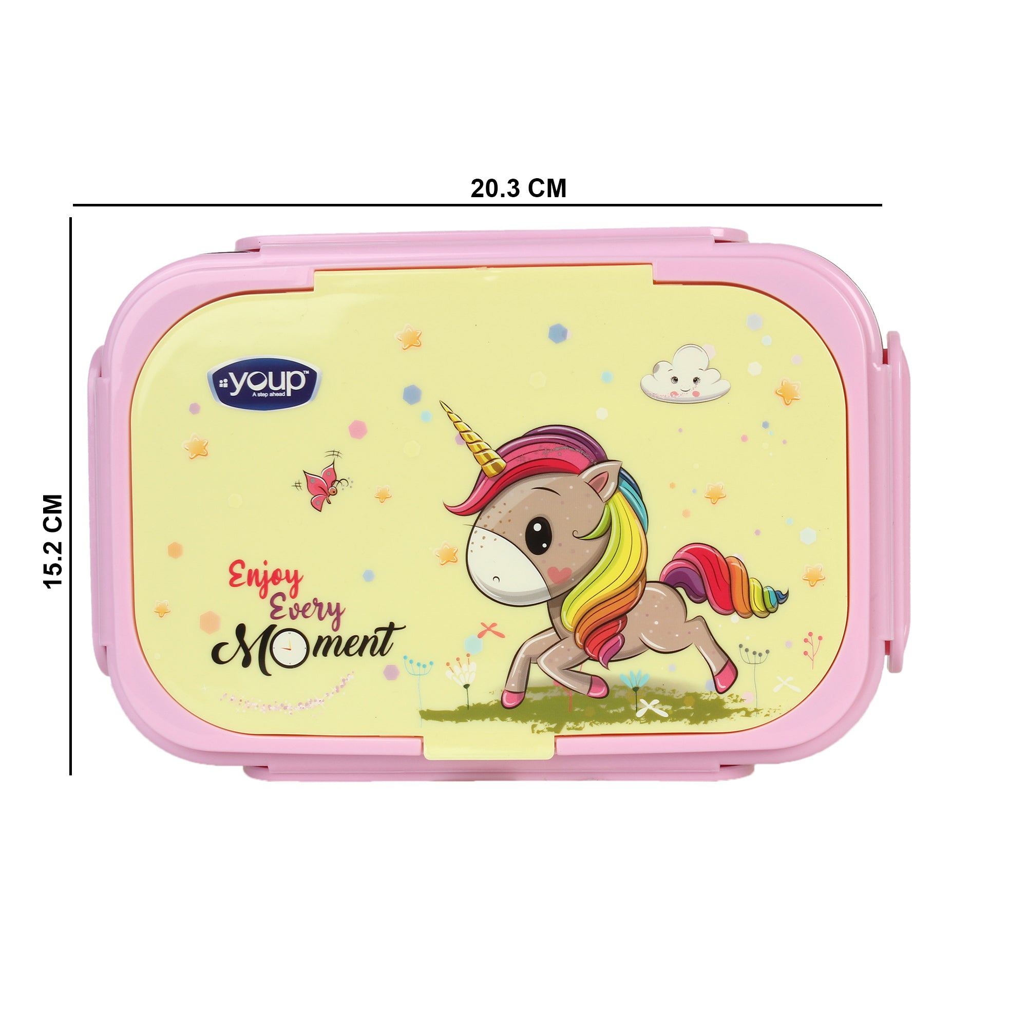 Stainless Steel Insulated Unicorn Theme Kids Lunch Box With Fork & Spoon Xolo-850 Ml