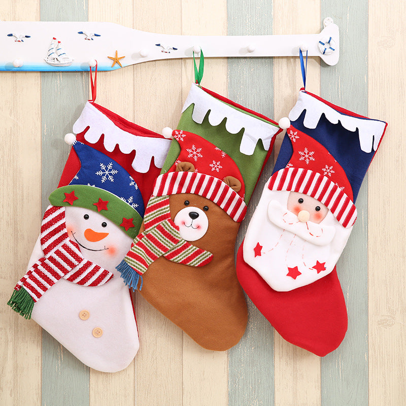Snowy Scallop And Muffler Stockings- Merry Moose