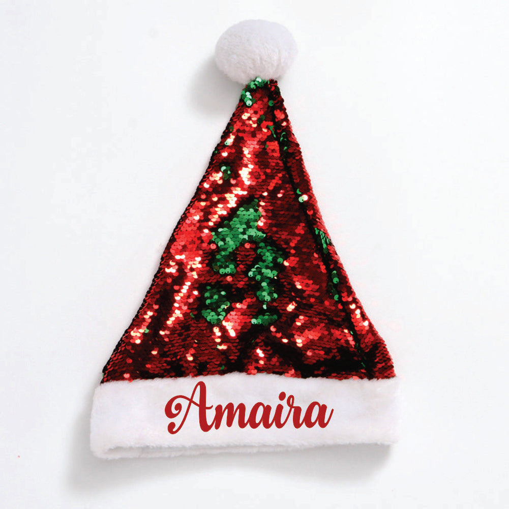 Sequins Santa Caps - Green And Red