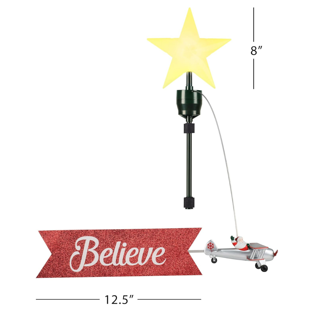 Mr. Christmas Animated Biplane Tree Topper with Banner