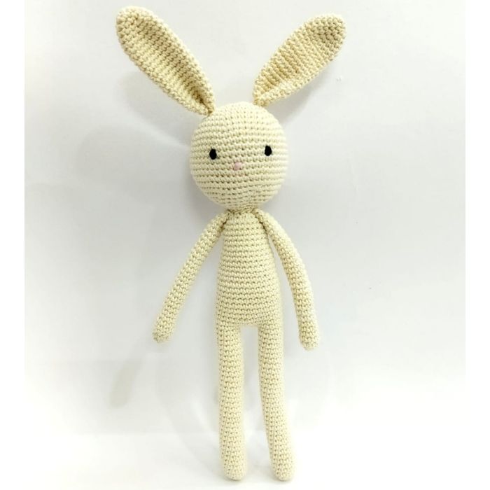 Calm Cream Bunny Baby Bow - Handcrafted Amigurumi