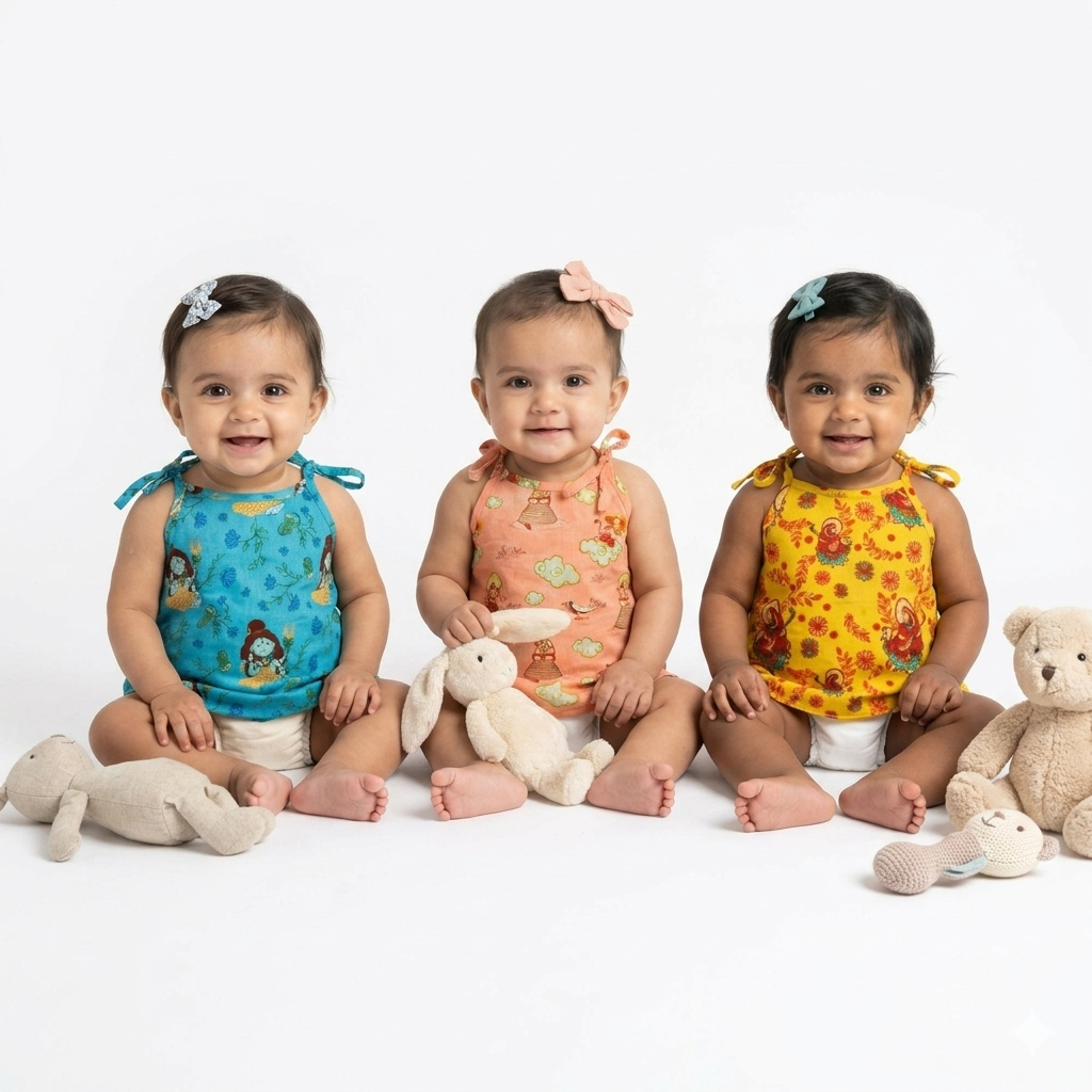 Organic Cotton Set of 3 Printed Unisex Jhablas- Divine Set