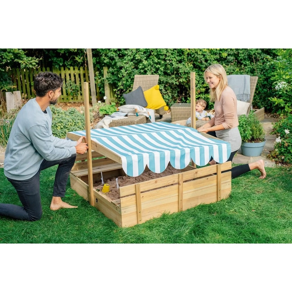 Wooden Sandpit With Canopy - Natural