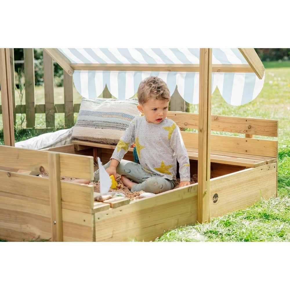 Wooden Sandpit With Canopy - Natural