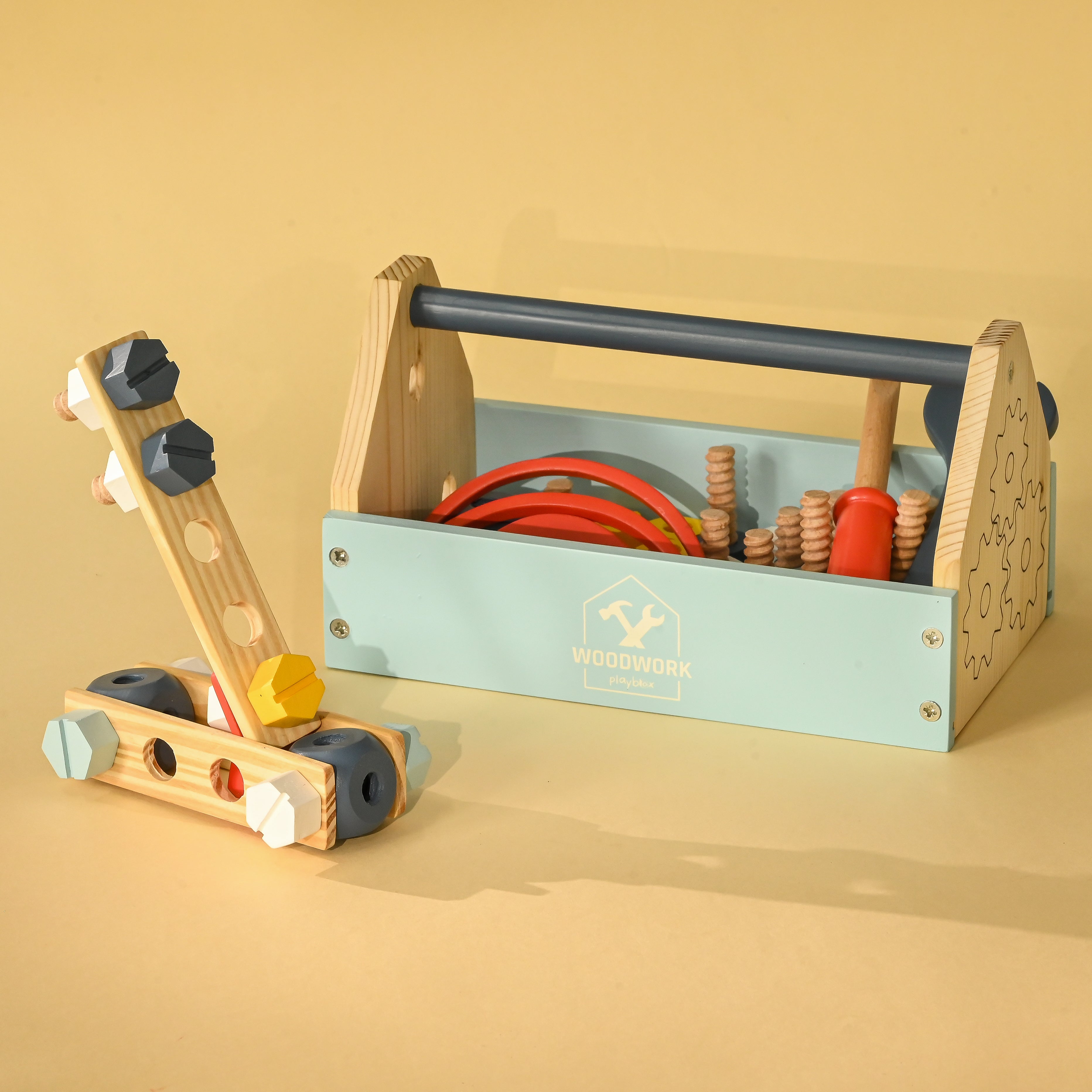 Pretend Play Toy Wooden Toy Tool Kit (1 Years +) Imagination and Creativity Fix it up Wooden Toy (32 Pcs)