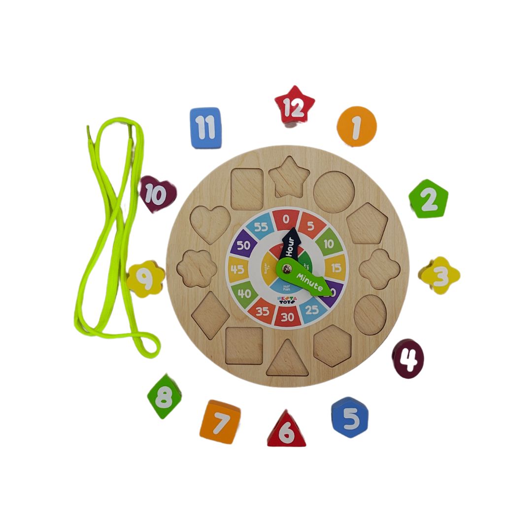 Wooden Shape Sorting Clock – Educational Toy for Kids