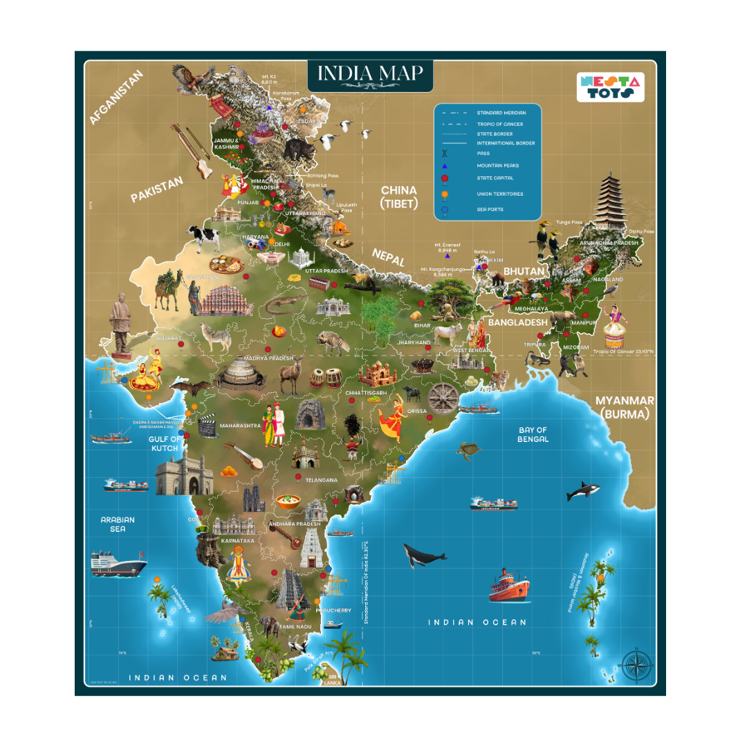 India Map Puzzle for Kids - 64 Pcs
