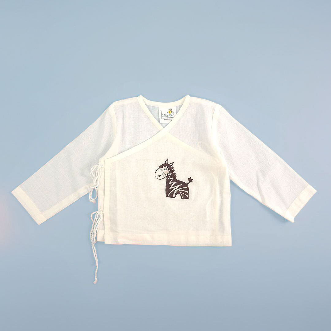 Zebra – Cotton Full Sleeve Embroidered Baby Jabla