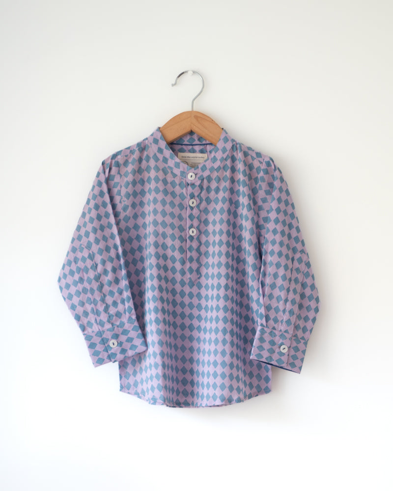 Saaz Purple Rhombus Full Sleeve Shirt Kurta