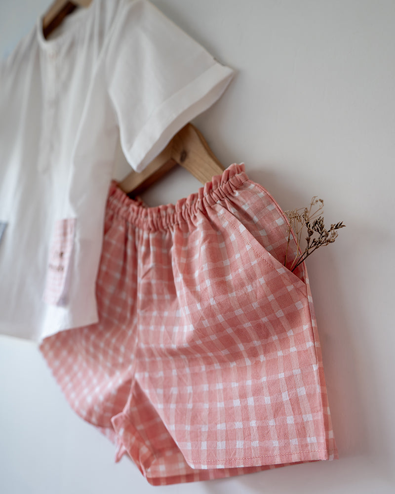 Sleepover Party Kurta and Shorts Co-ord Set - Warm Whiff print