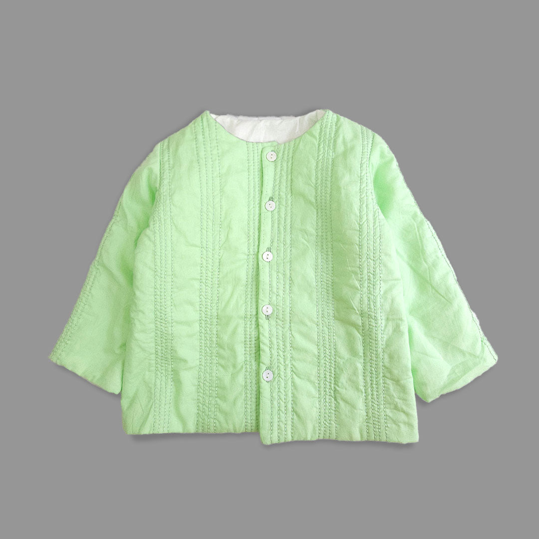 Mint Green - Cotton Button Up Quilted Jacket