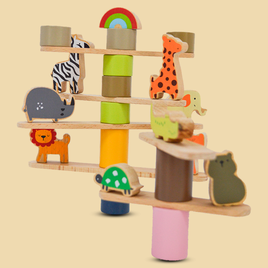 Wodden Zoo Tower | Balancing Activities Toy | Great Gift for Kids and Toddlers | Wooden animal stacking Toys