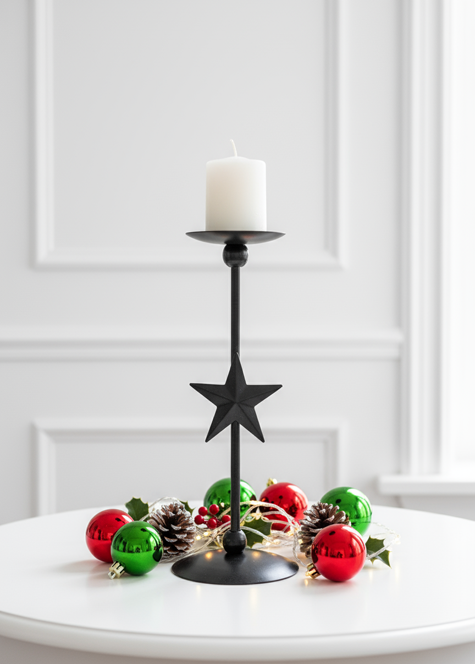MADALINA - tall midnight Star Taper Candle Holder