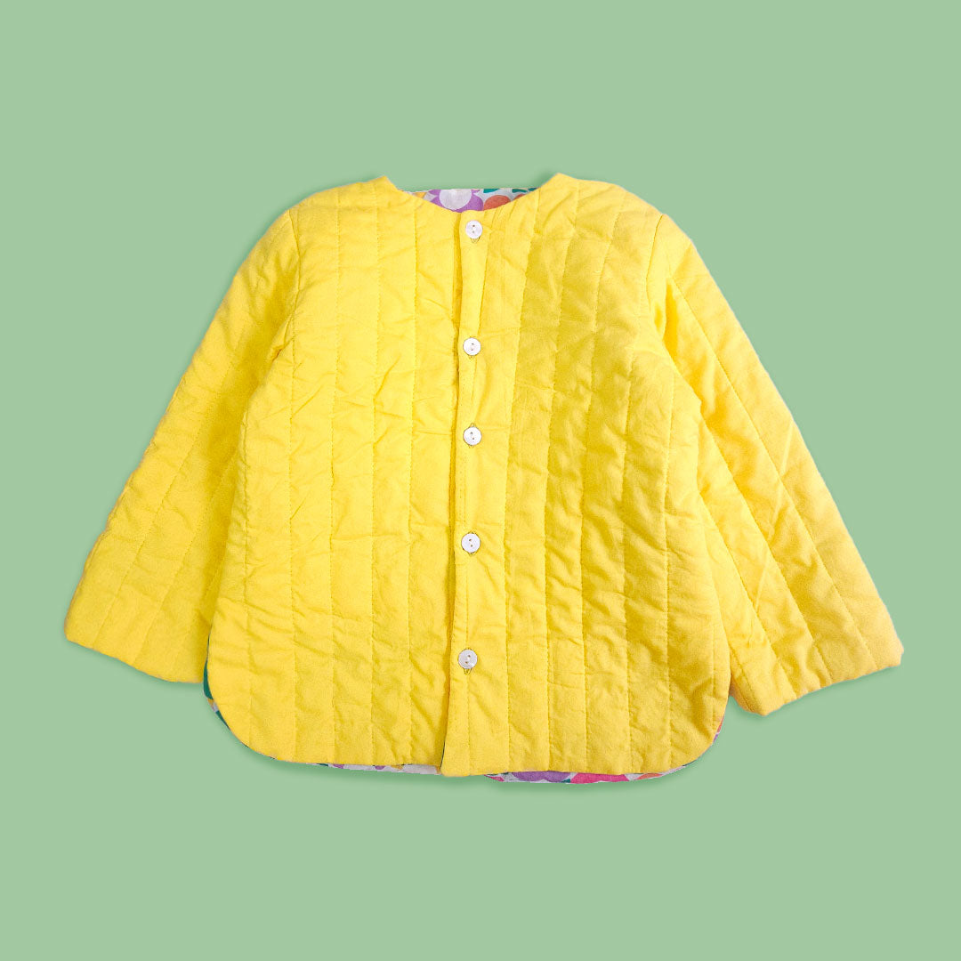 Yellow - Cotton Button Up Quilted Jacket