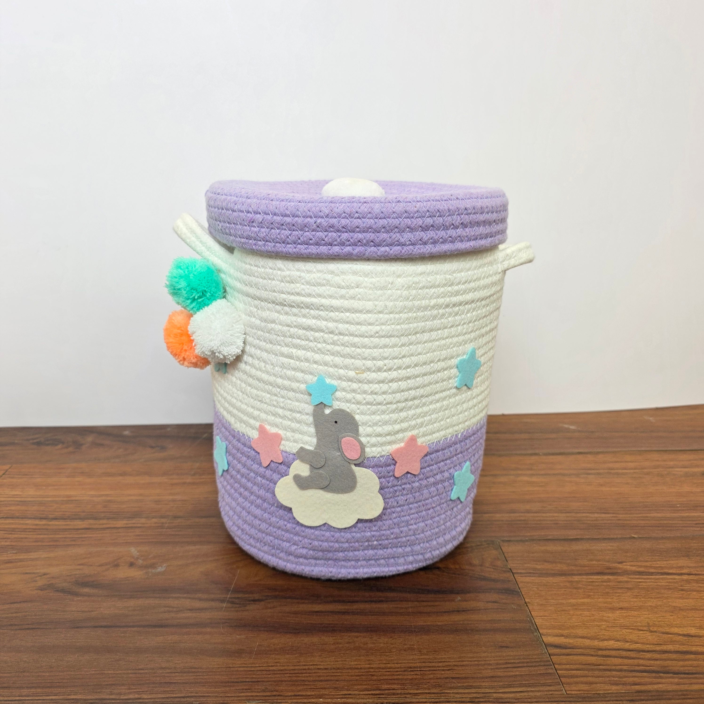 Jute Cotton Storage Basket with Lid - Ellie on a cloud