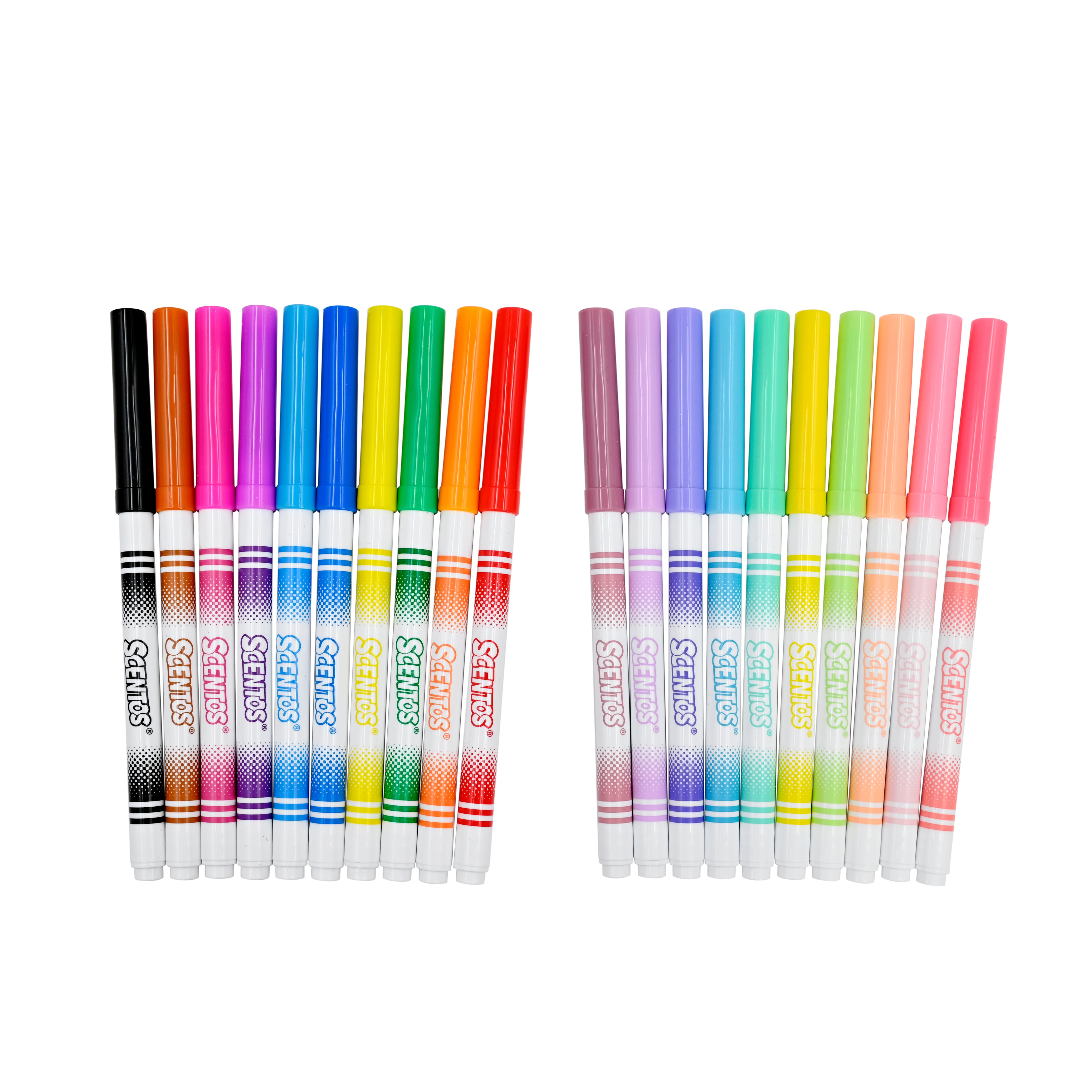 Scented Fine Line Markers (Bold & Pastel Colors) - Pack Of 20