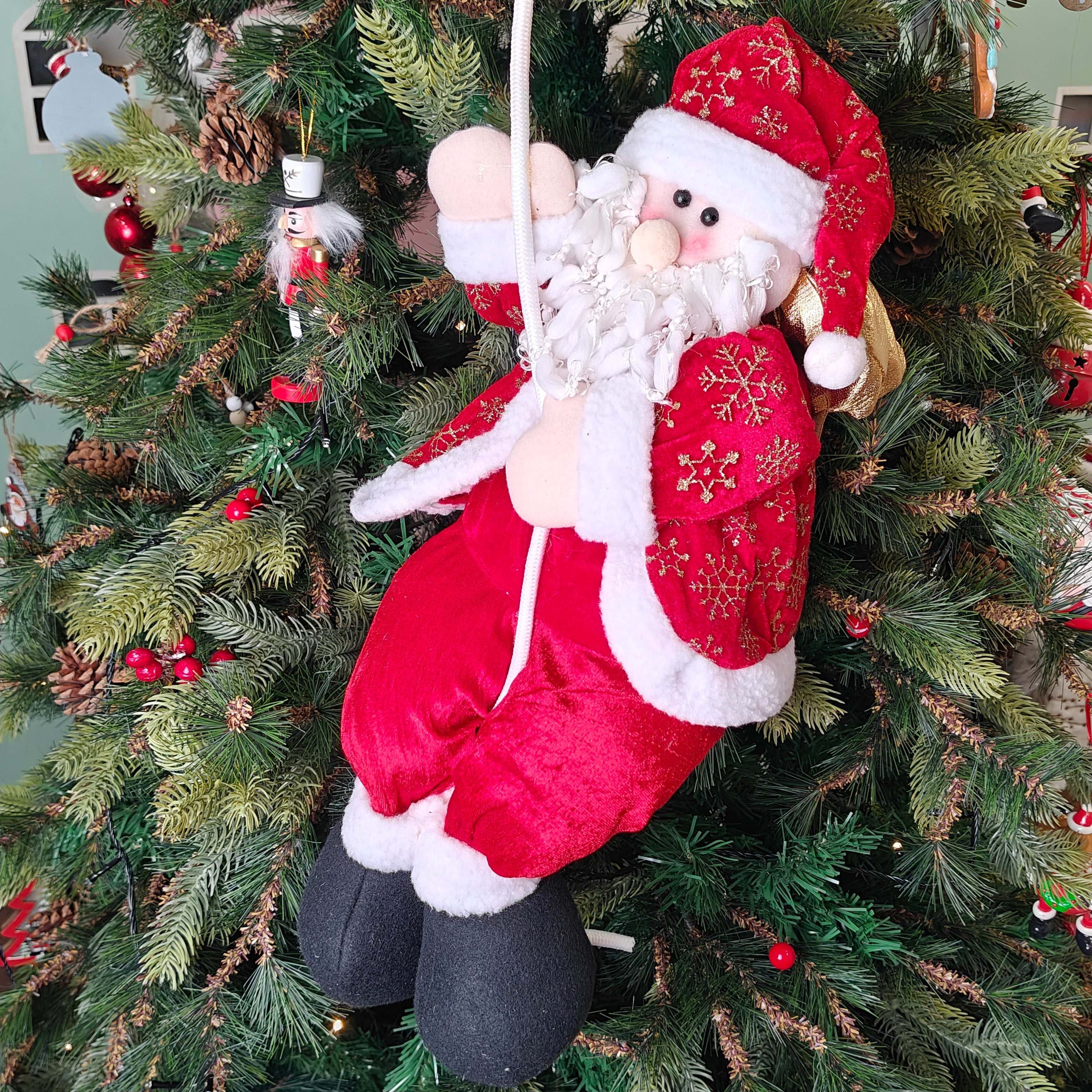 Golden Snowflake Santa on a Tree