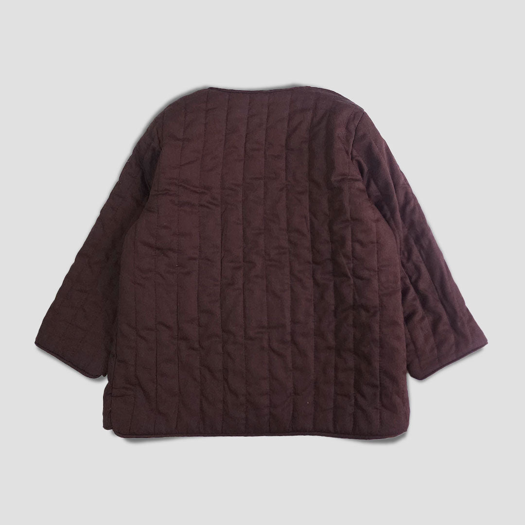 Choco Brown - Cotton Button Up Quilted Jacket