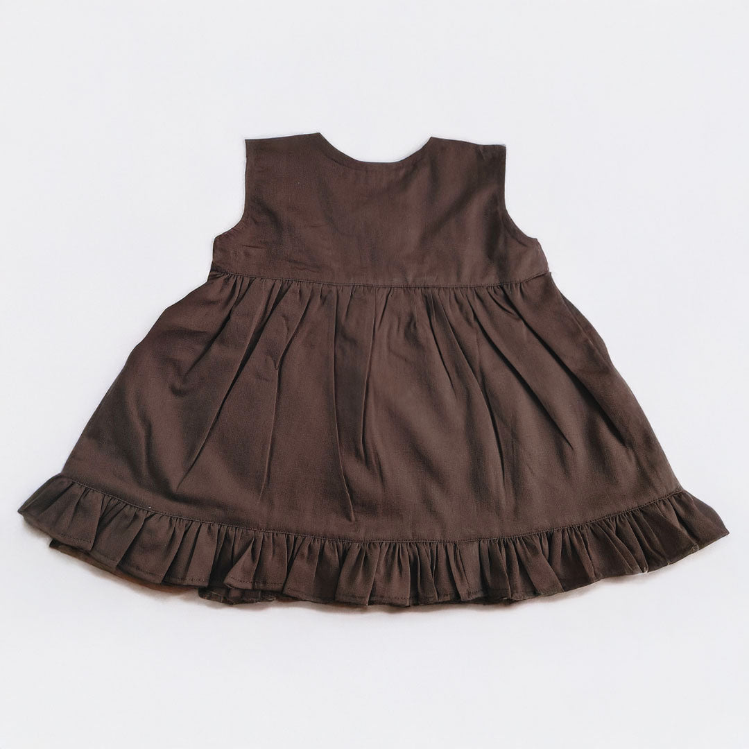 Embroidered Choco Brown Wrap Dress - Birdcage Garden