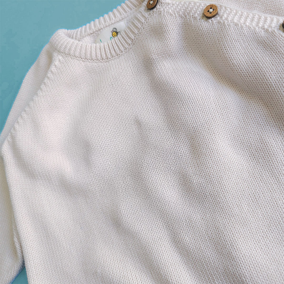 White - Cotton Solid Sweater