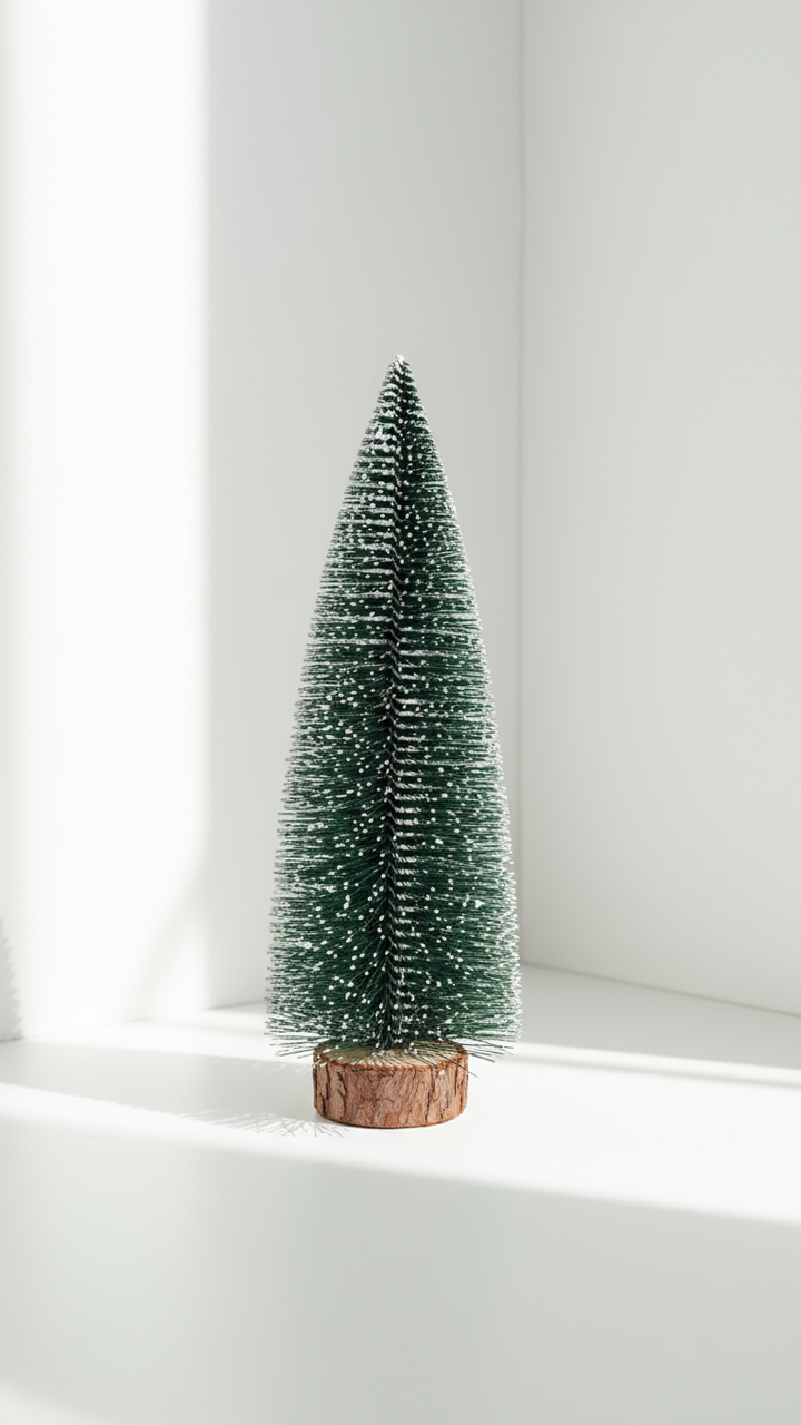 JANE tabletop Christmas tree with frosting and wooden base – pack of 3