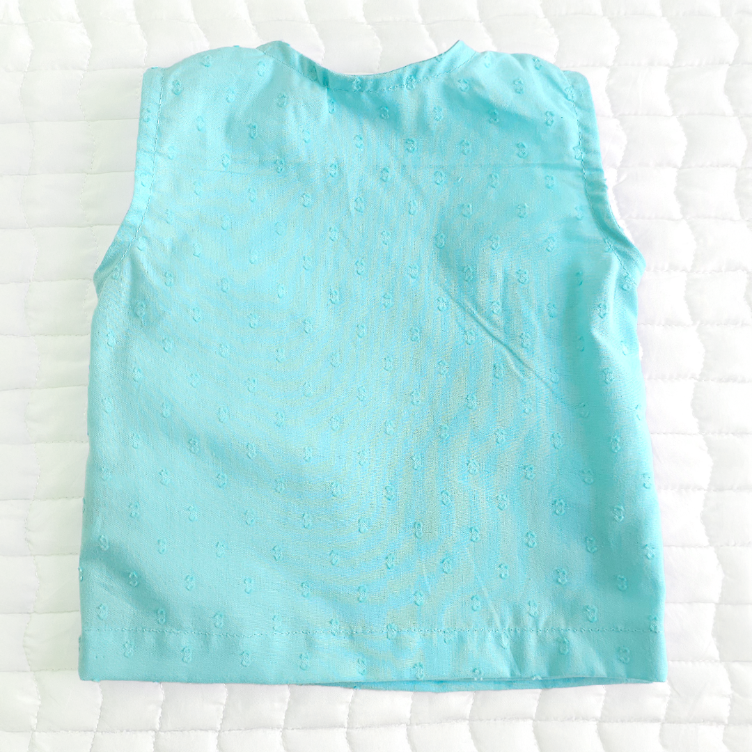 Embroidered Turquoise Blue Jabla - Lemons and Leaves