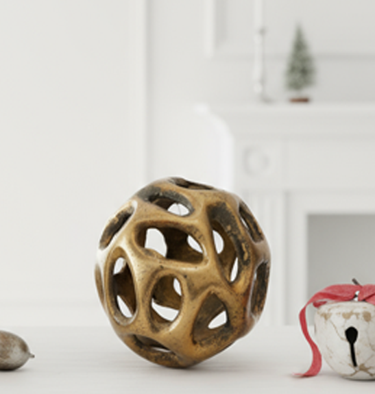 BALIN - gold color decorative metal bauble for Christmas decorations