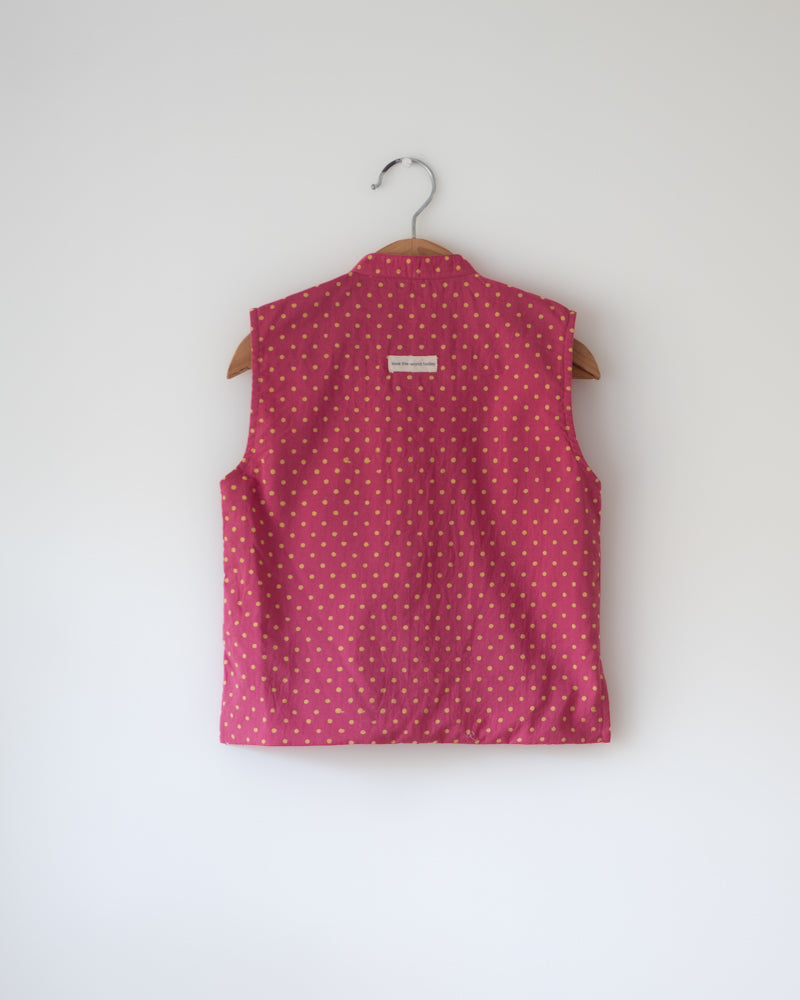Kumkum Magenta Polka Cotton Bandi Jacket