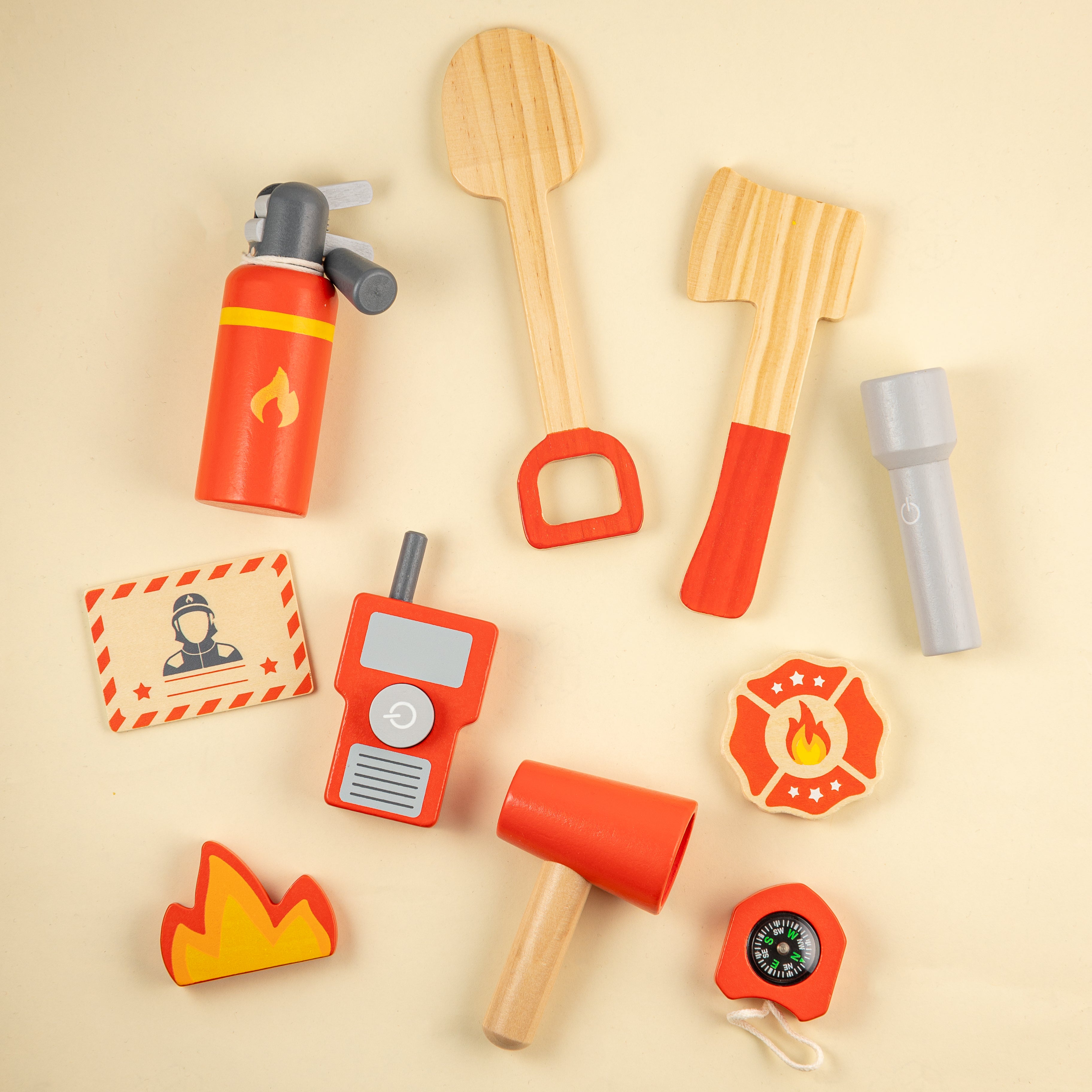Wooden Marshall's Fire Rescue Tool Kit | Pretend Play Portable Fire Rescue Kit | 11 Piece