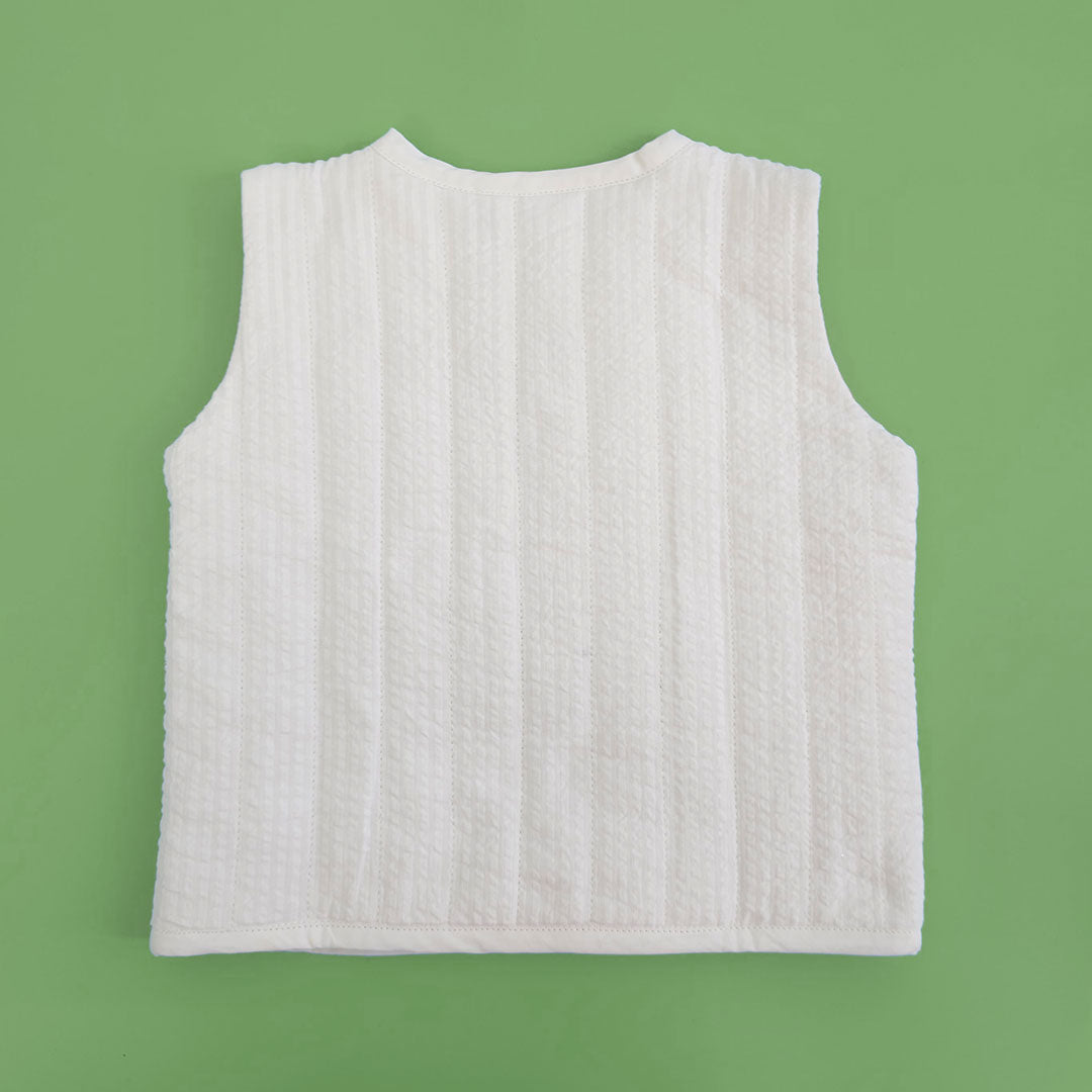 Winter Bee – Cotton Quilted White Vest
