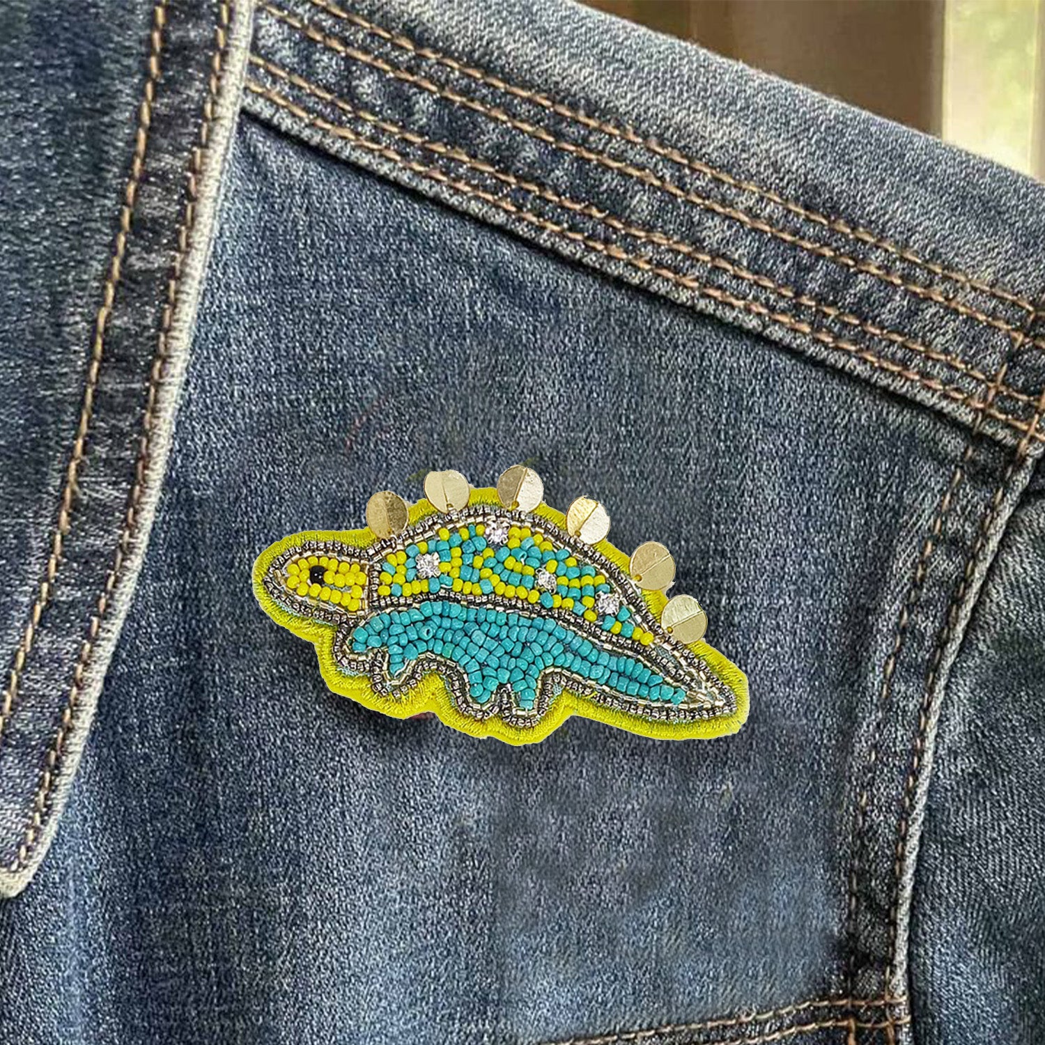 Dinosaur Beaded Rakhi - Converts To Brooch