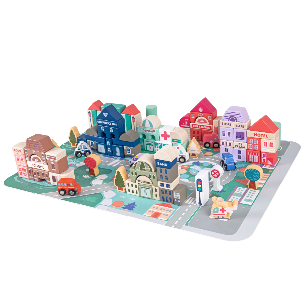 115 Pieces Wooden City Building Blocks