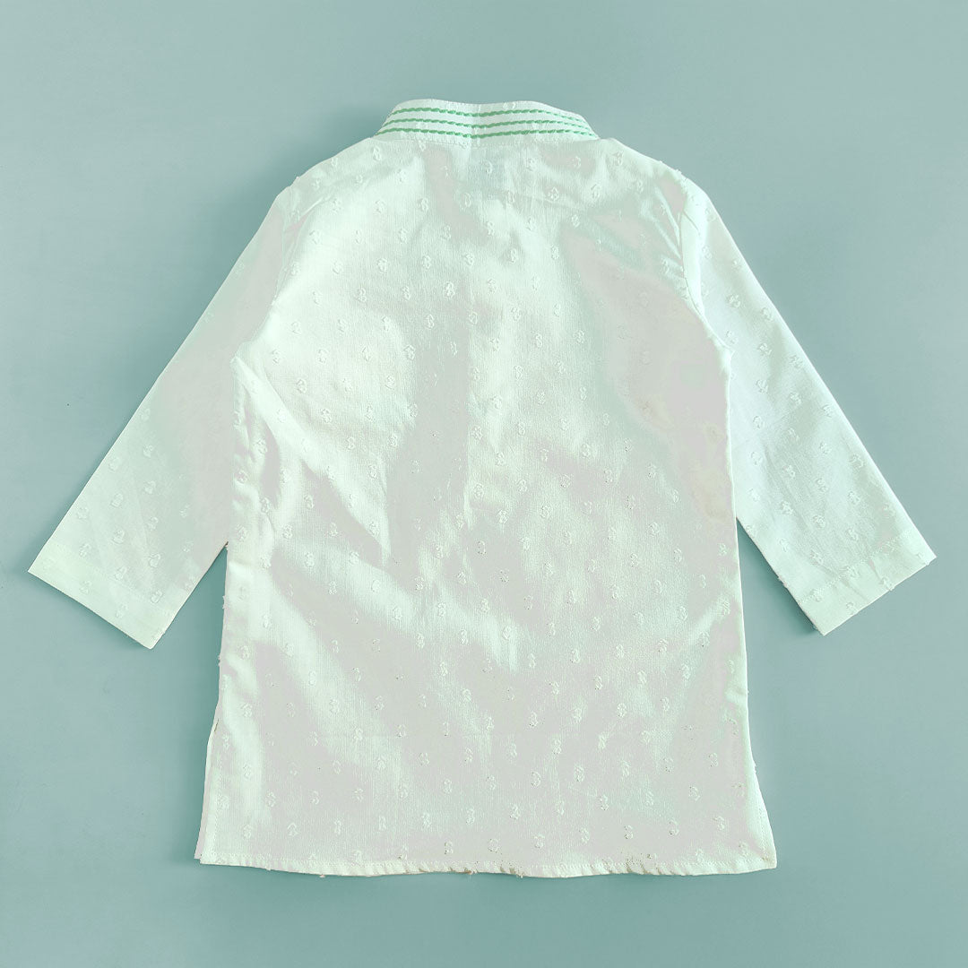 Embroidered White Kurta paired with Pajama Pants - Marigold
