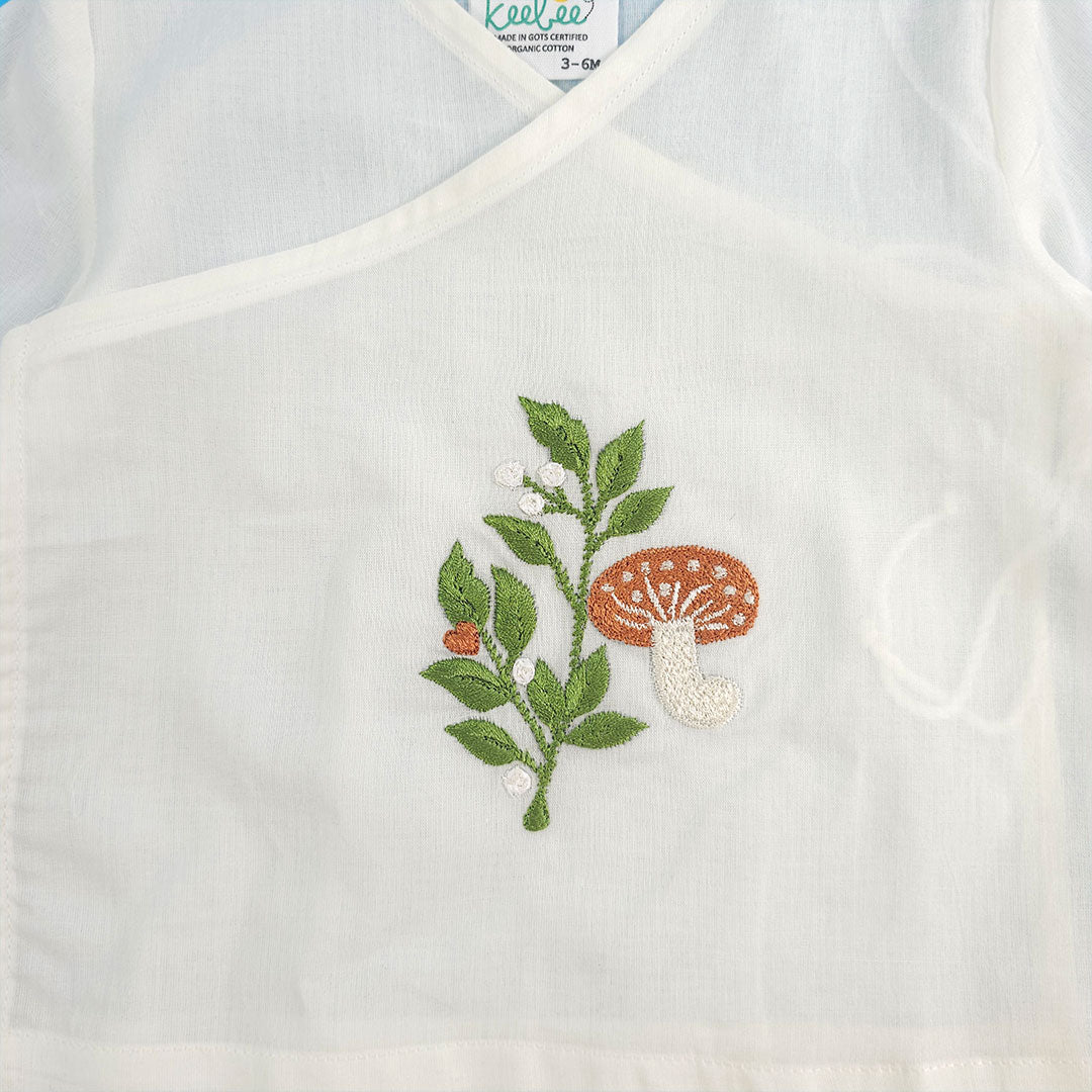 Mushroom - Cotton Full Sleeve Embroidered Baby Jabla