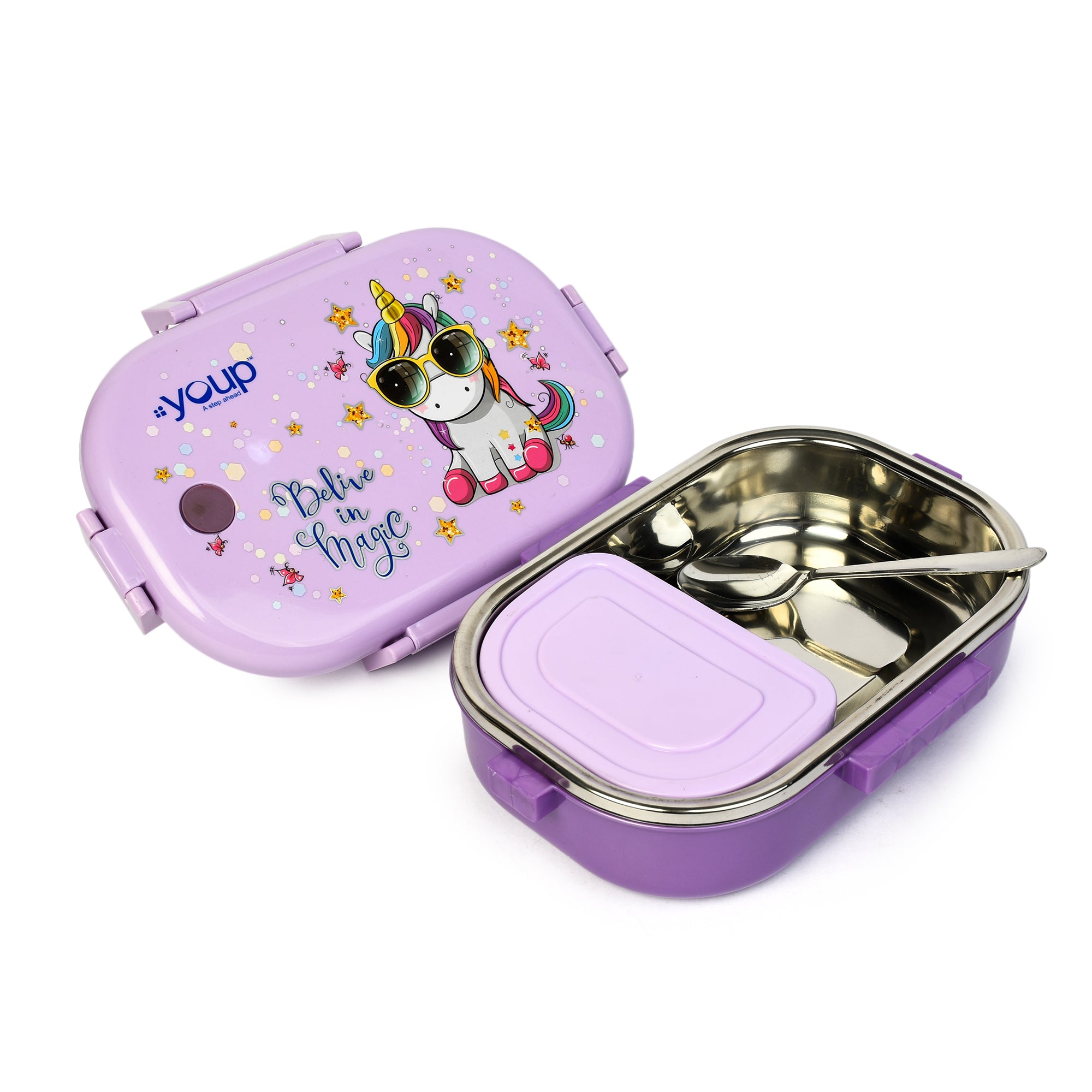 Stainless Steel Unicorn Theme Kids Lunch Box Break Time 700 Ml