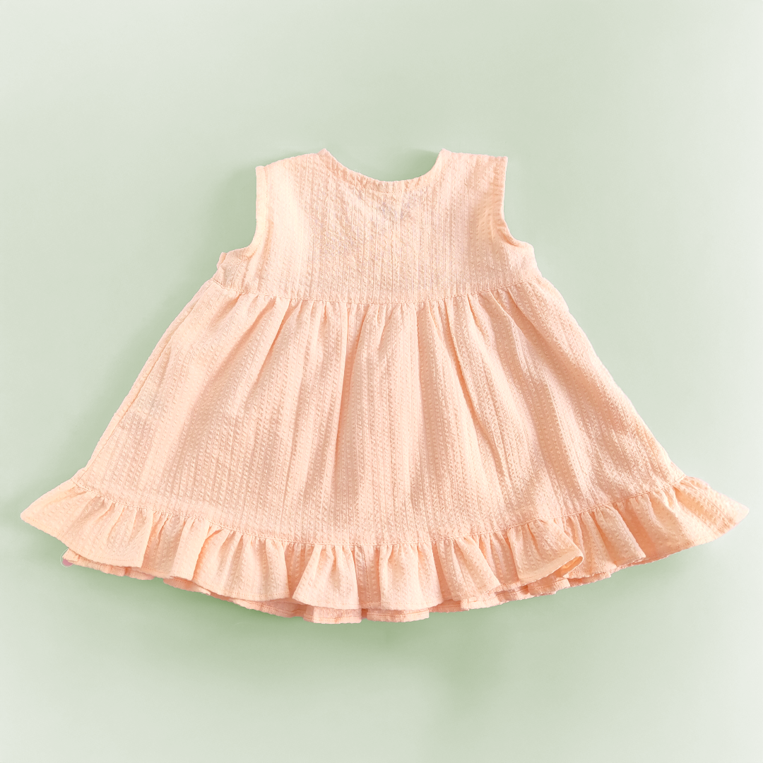 Embroidered Sweet Peach Wrap Dress - Poppy Field