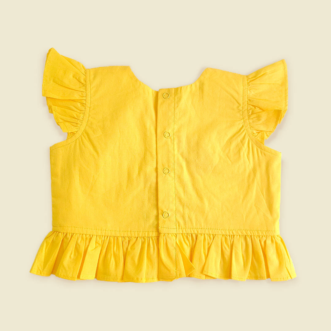 Embroidered Yellow and Hot Pink Lehenga Set - Lotus Pond