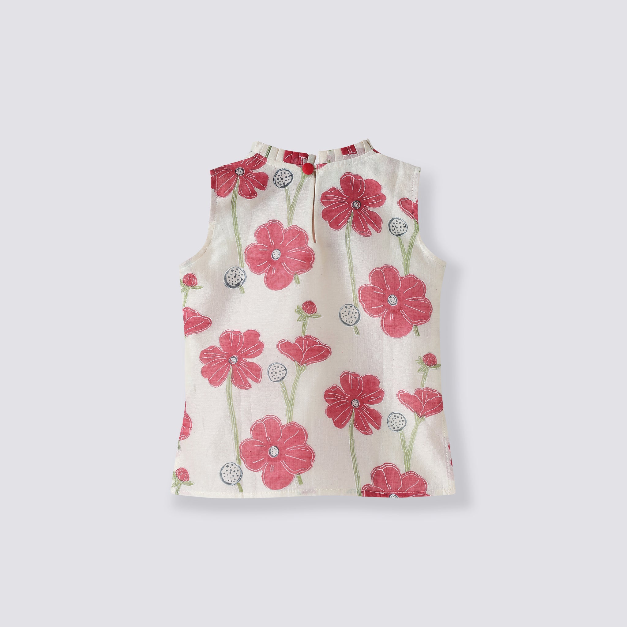 Chanderi Sharara Set - Poppy Fields (Ruby)