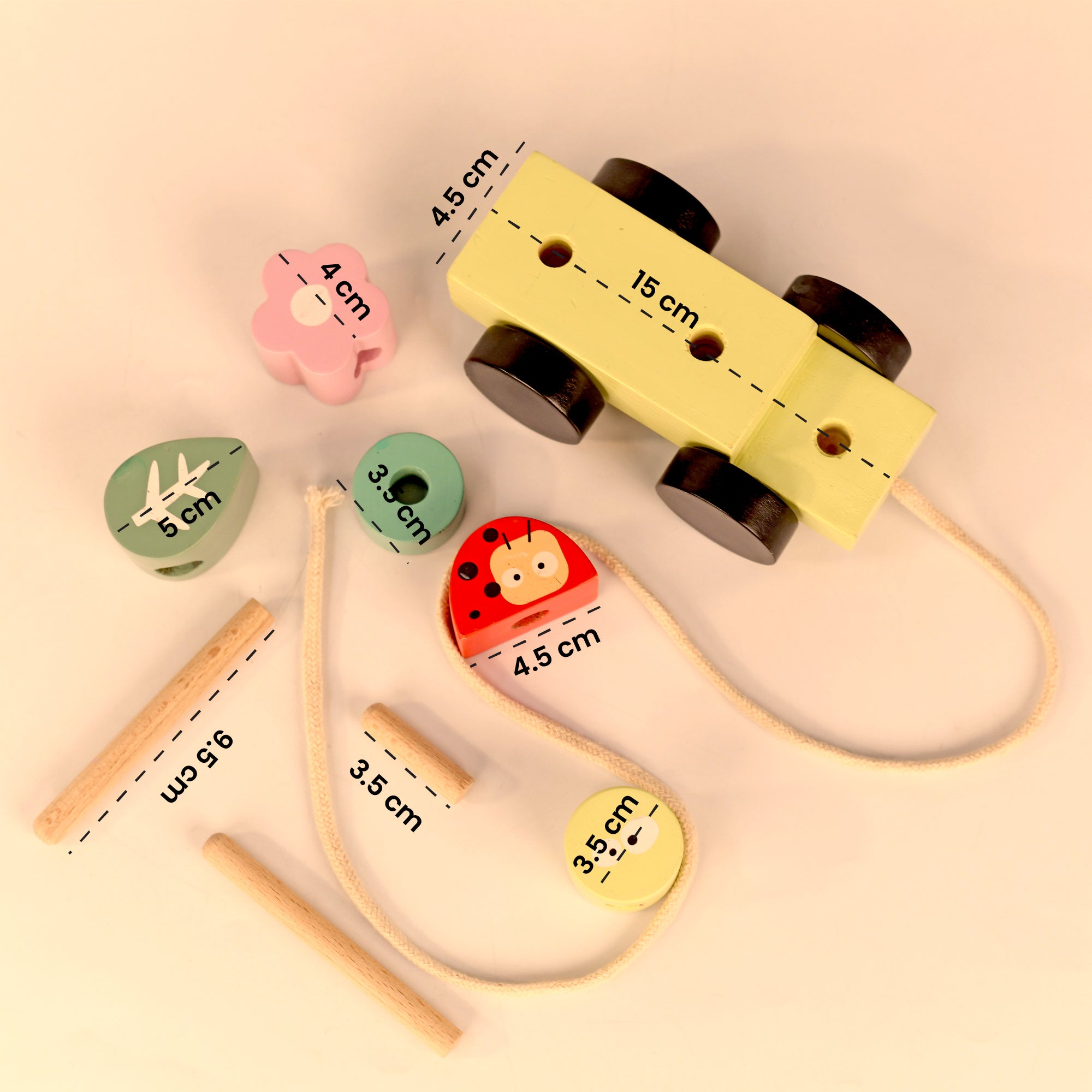 Pull Along Forest Toy Set Non-Toxic Push Pull String Toys