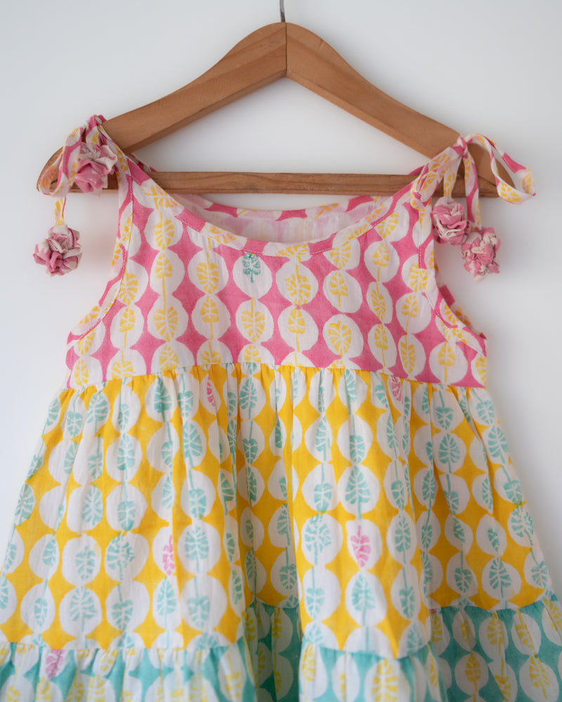 Rasa Green Monstera Infant Tiered Frock (0-12 Months)